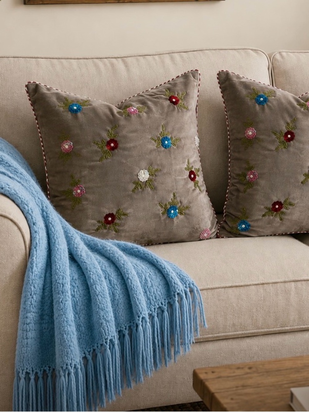 Anthropologie PIP studio velvet poly‎ silk 12x12 sequin pillow cushion covers 2